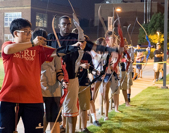 Archery team during late night practice