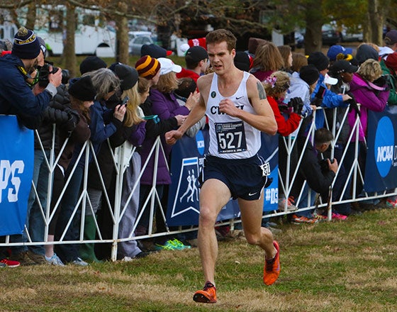 Track member running in a race