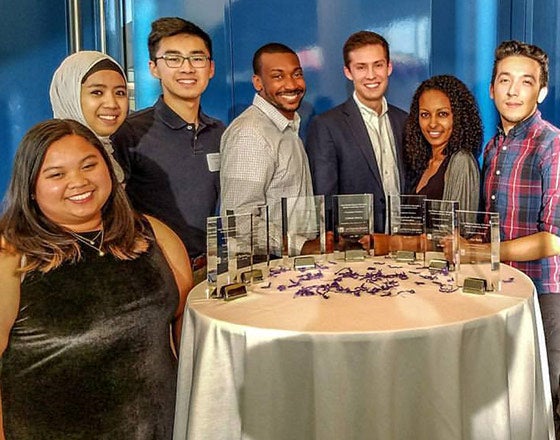 One of the student groups during a formal dinner