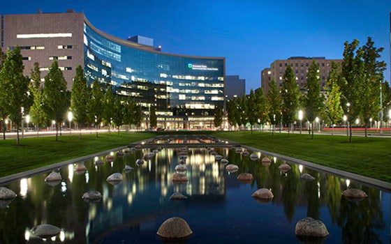 Exterior view of the clinic at night