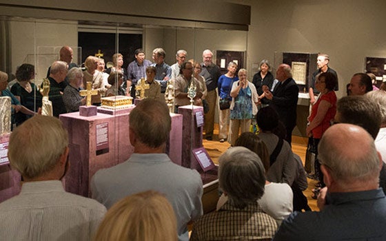 One of the Cleveland Museum of Art employees giving a talk to a group of people