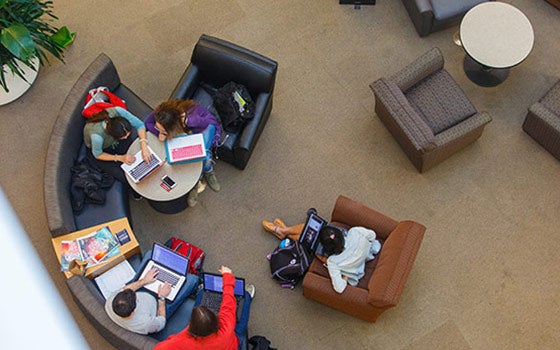 Students sitting in the library