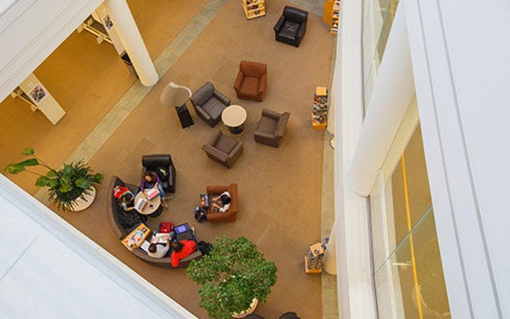 Students studying in the library
