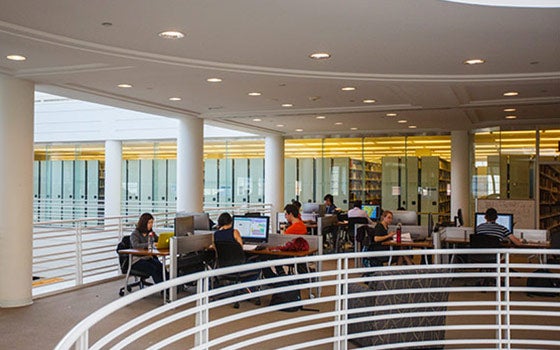Students studying in the library
