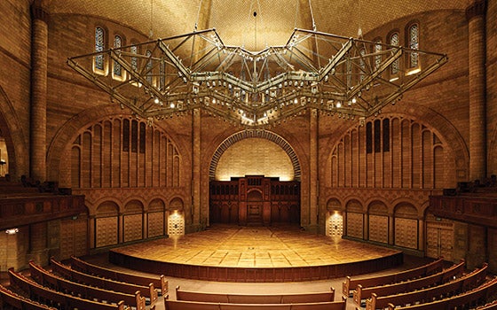 Empty stage that showcases the interior of the Maltz Center