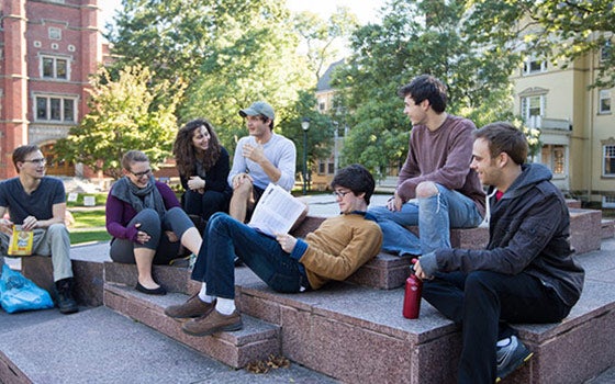 Students hanging out in the quad