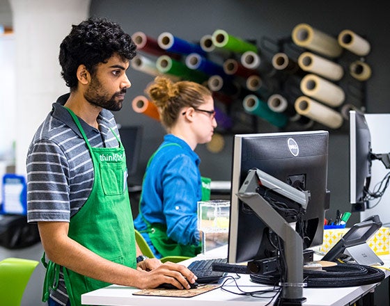 Students in the Thinkbox working