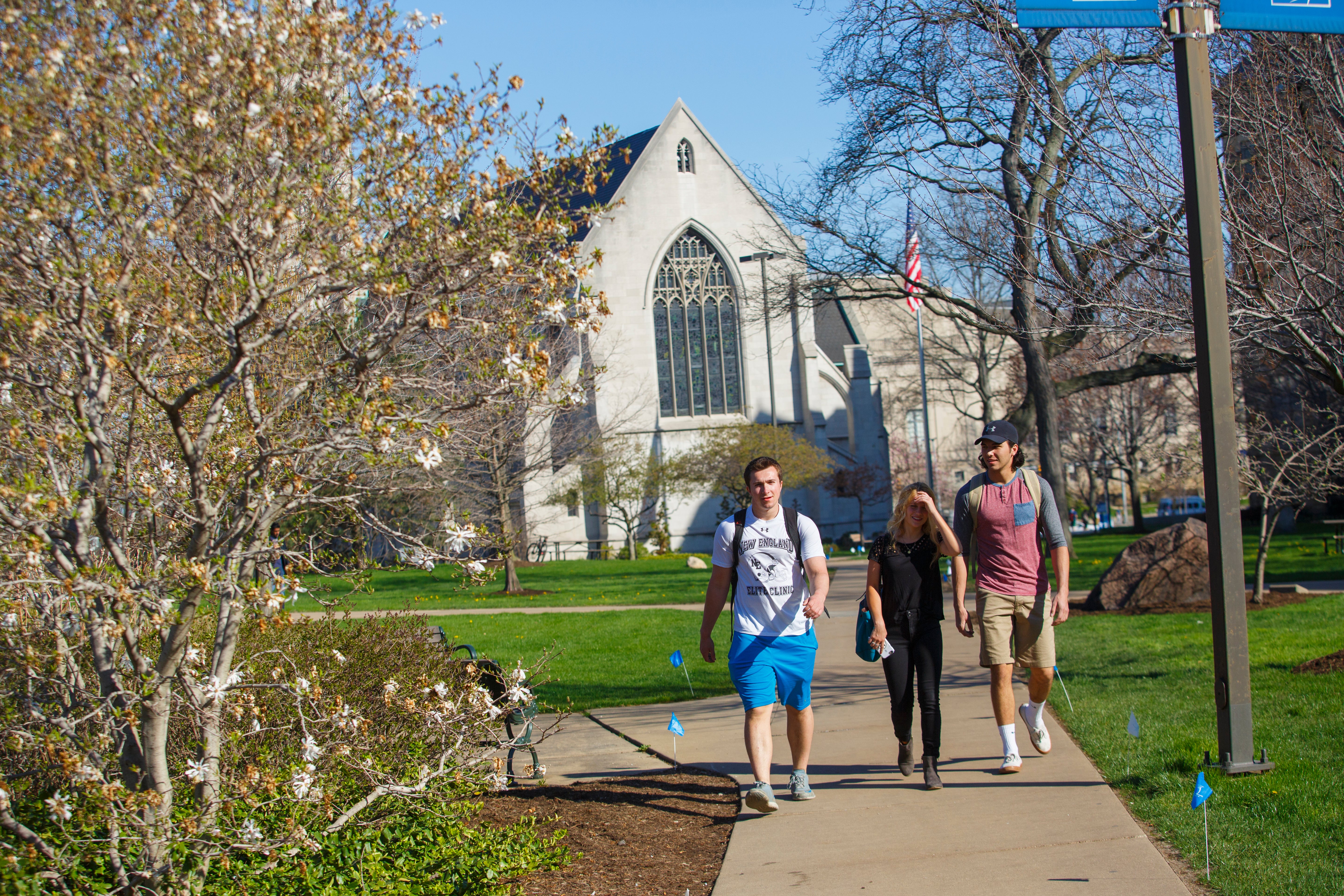 students walking on campus at Case Western Reserve University