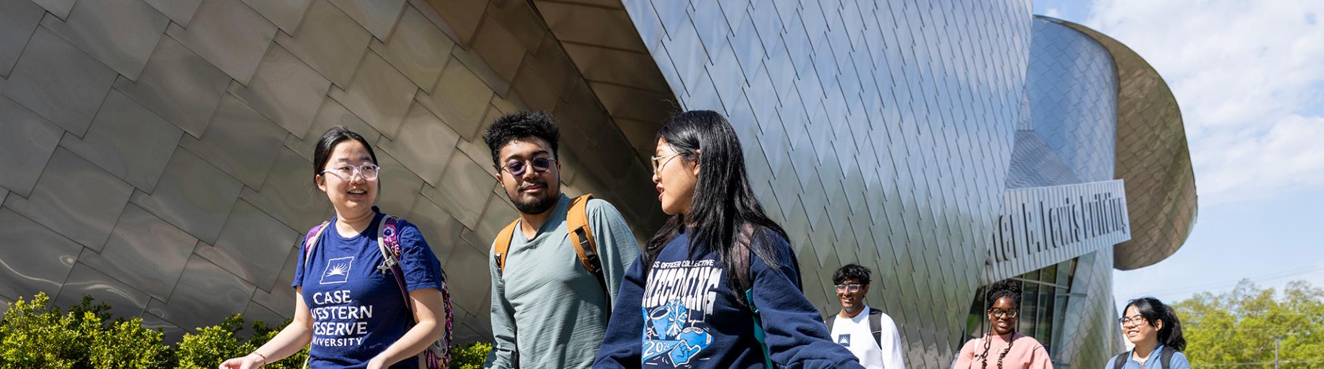 Students walking on campus.