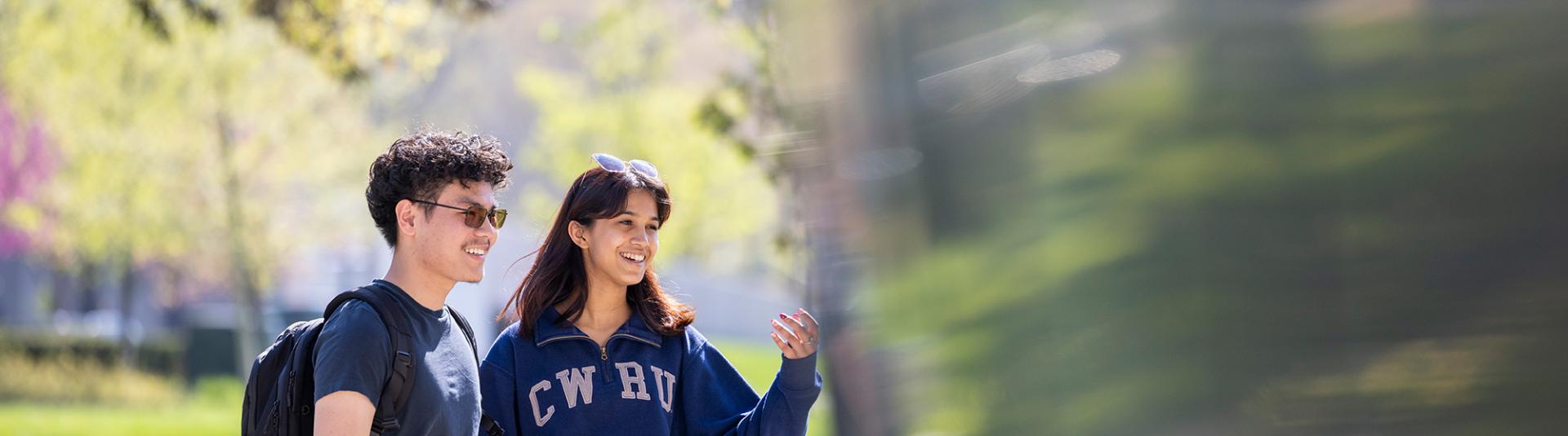 CWRU students outside on campus.