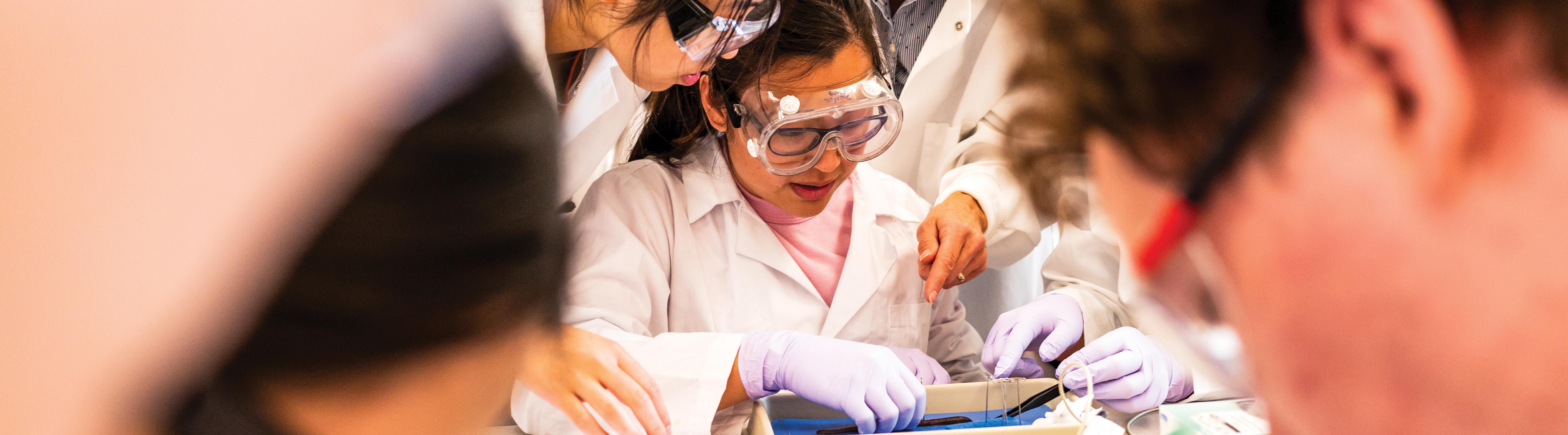 female asian students working in a lab