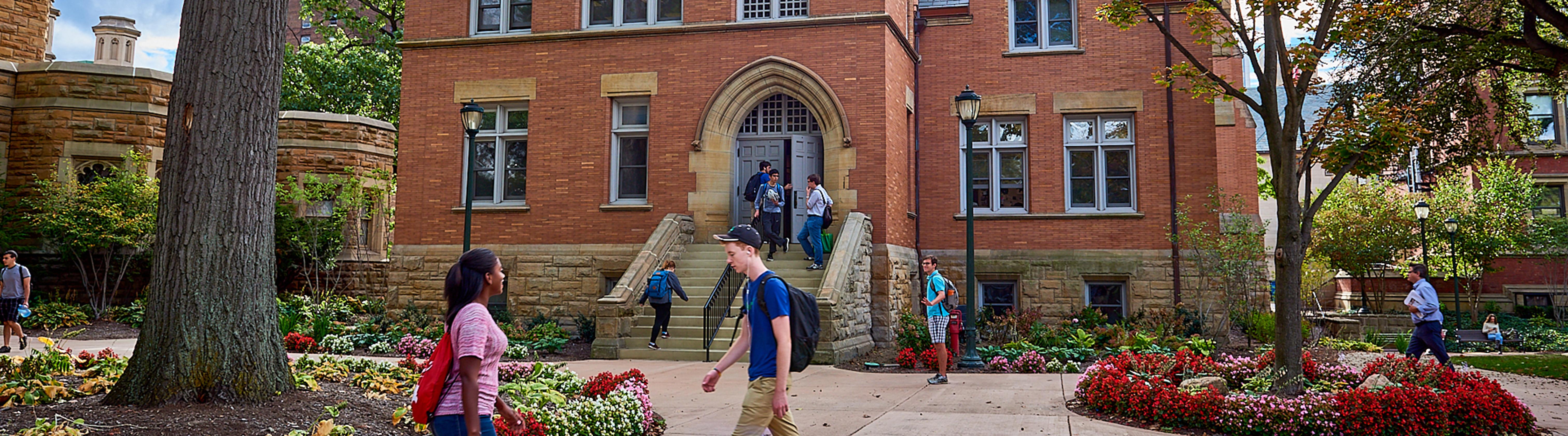 a photo of students walking outside of Baker Nord on campus