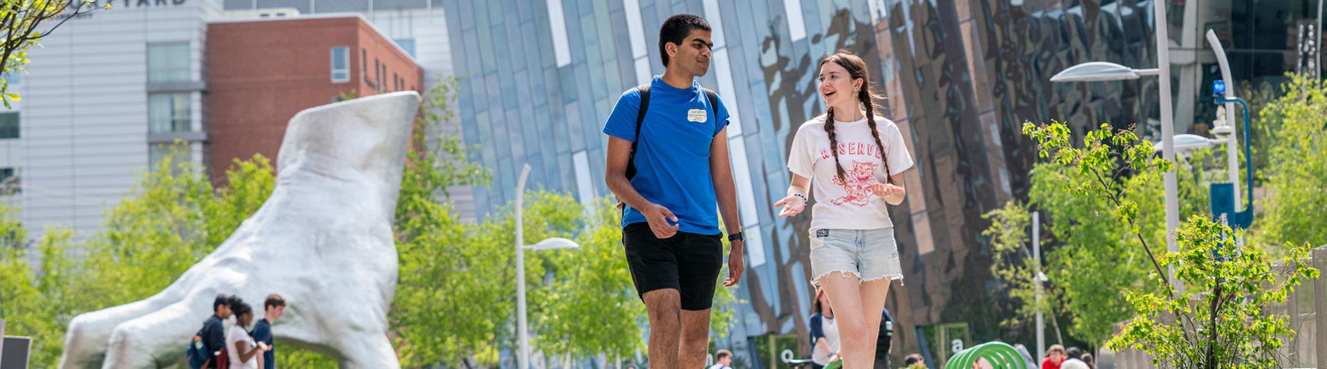Students walking around University Circle