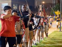 Archery team during late night practice