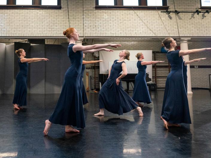 Students in a dance studio.