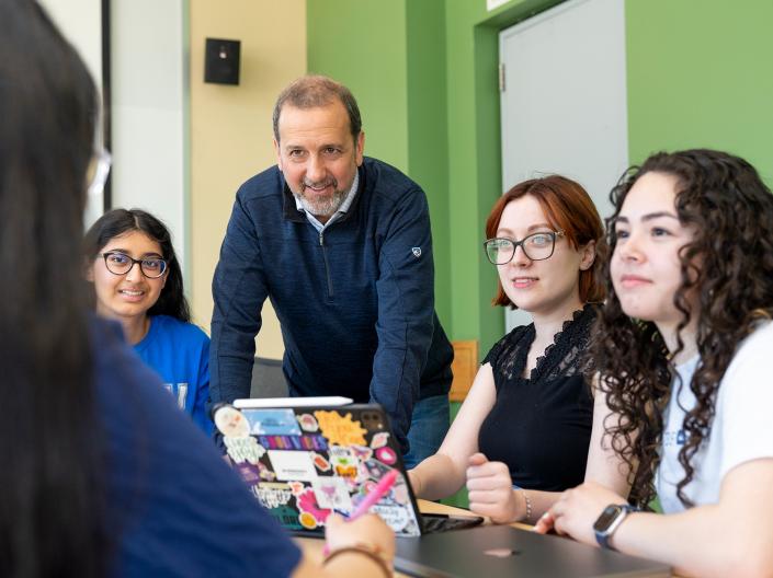 Students with faculty member.