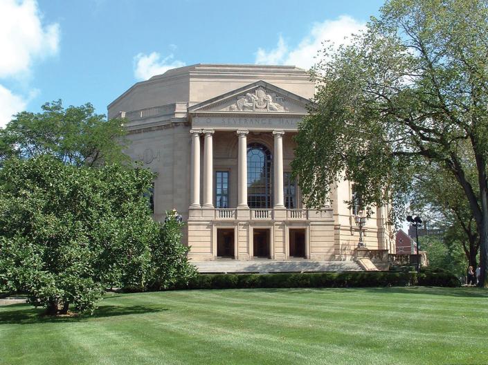 An outside shot of Severance Music Center.