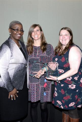 Photo of Dr. Marilyn Mobley, Chamois Williams and Elizabeth Miller posed and holding their awards