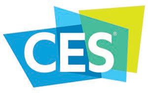 Consumer Electronics Show logo (CES in front of blue, aqua and yellow squares)