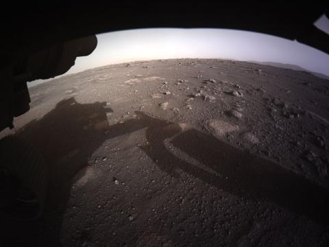 A photo of Mars sent back by NASA's Perseverance Mars rover after landing
