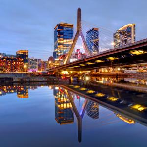 Boston skyline in the evening