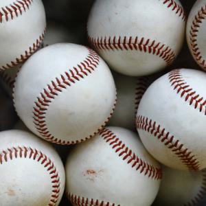 Stock image of a pile of baseballs