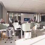 A digital rendering of a collaborative space for use at the ISEB