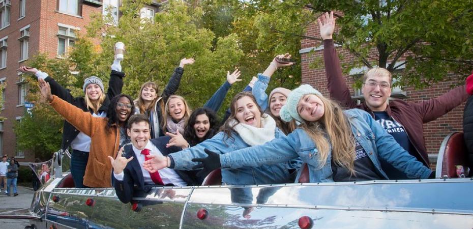 Group of students in a car