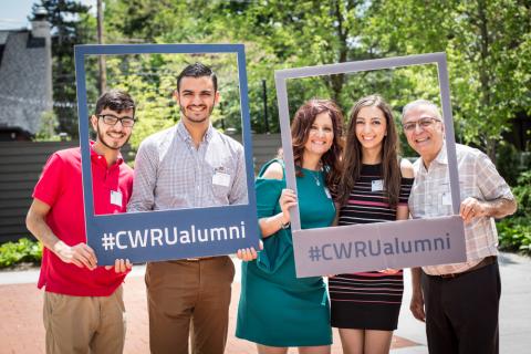 A family of CWRU graduates celebrate the May 2018 graduation