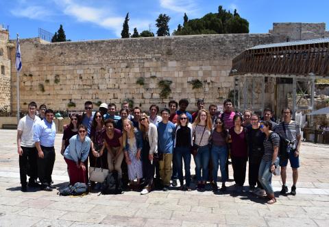 Students gather during a study abroad trip