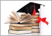 image of books, graduation cap and diplomab