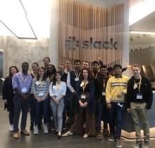 A group of undergraduate business and engineering students visit the headquarters of Slack Technologies during a recent visit to innovative companies in the Bay Area.