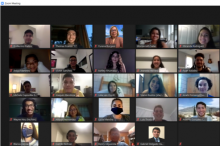 A group of Latinx students meet with members of the Latinx Alumni Association meet via Zoom
