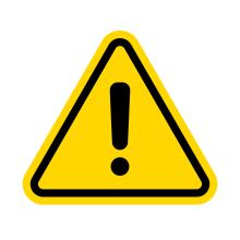 Yellow triangular caution sign with black exclamation point and black border