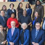 The Alumni Association of Case Western Reserve University's Board of Directors pose for a group picture while wearing formal attire