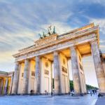The historic Brandenburg Gate in Berlin, Germany.