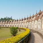Row of Indian temples shown in the sunlight