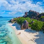 A Seychelles coastal beach setting shown in the daytime