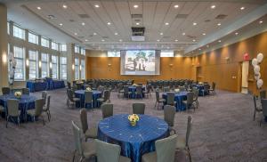 The Great Hall prepared for an event at the The Linsalata Alumni Center 