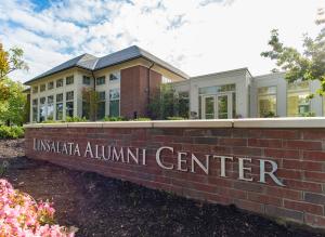 The Linsalata Alumni Center sign