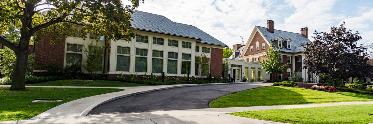 Outside view of the Linsalata Alumni Center of Case Western Reserve University