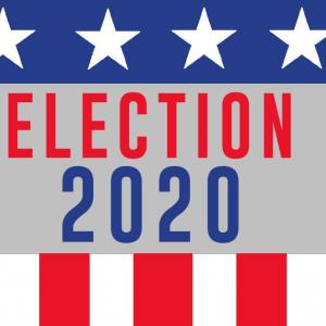 Red, white and blue border with Election 2020 through the middle