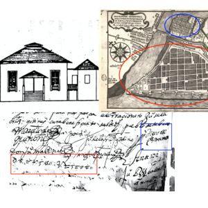 collage of line drawings and maps of hospital
