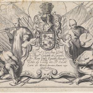 Old black and white illustration of four slaves with some official text in the center