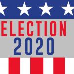 Red, white and blue border with Election 2020 through the middle