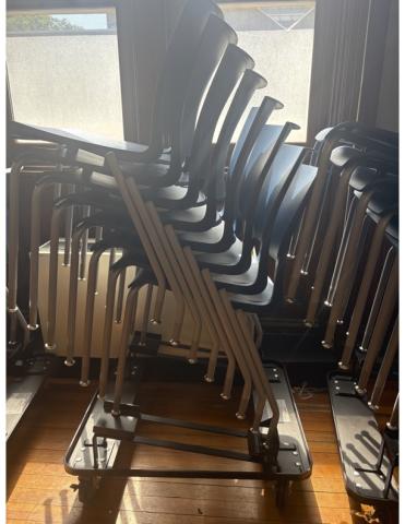 close up stacked chairs
