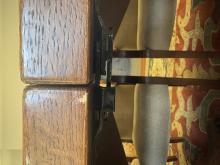 Close up of two tables locked together