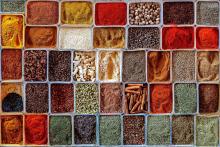 different food spices in containers