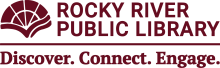 maroon and white Rocky River Public Library logo