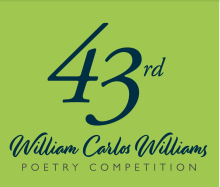 Green square with 43rd William Carlos Williams Poetry Competition written in cursive